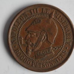 Monnaie satirique Napoléon III le Misérable module de 5 centimes