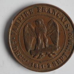 Monnaie satirique Napoléon III le Misérable module de 5 centimes
