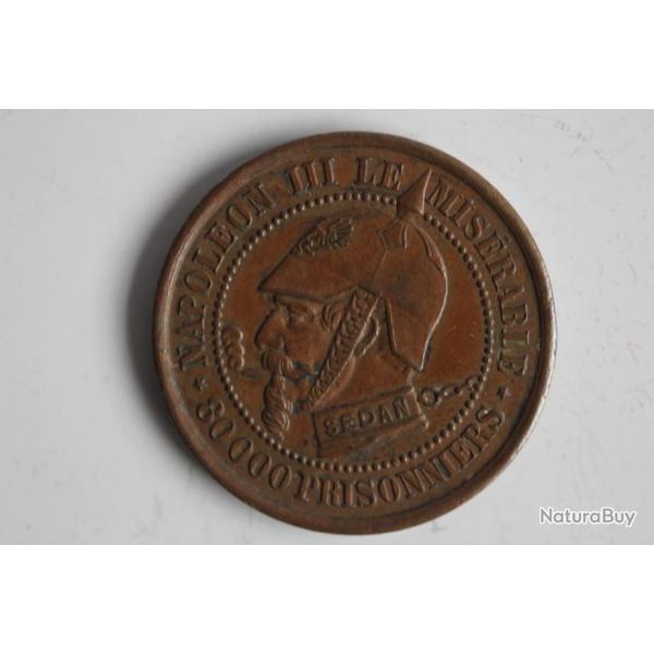 Monnaie satirique Napolon III le Misrable module de 5 centimes