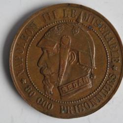 Monnaie satirique Napoléon III le Misérable module de 5 centimes