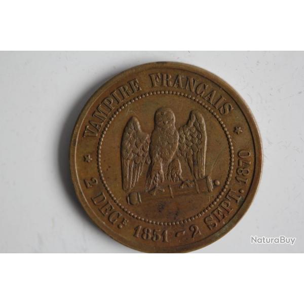 Monnaie satirique Napolon III le Misrable module de 5 centimes