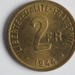 Monnaie 2 Francs 1944 FRANCE libre ou Philadelphie