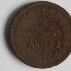 Monnaie 2 Décimes Dupré L'an 5 A