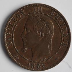 Monnaie Dix Centimes Napoléon III 1865 A