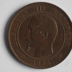 Monnaie Dix Centimes Napoléon III 1855 A
