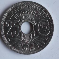 Monnaie 25 Centimes Lindauer Cmes souligné 1914