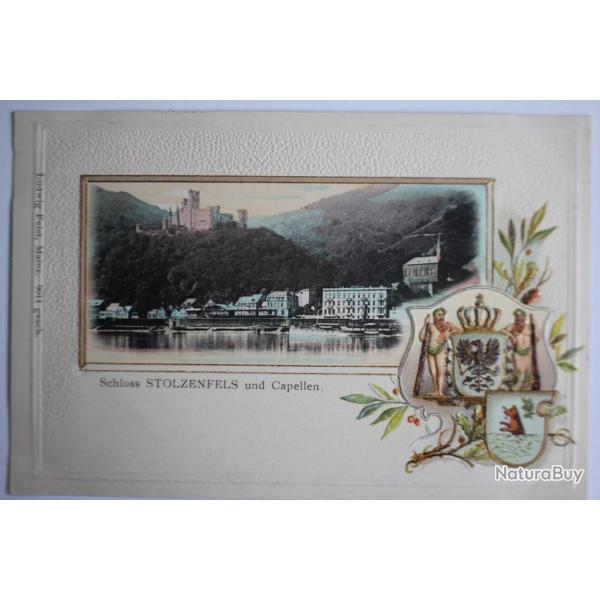 CPA gaufre Schloss Stolzenfels und Capellen Allemagne
