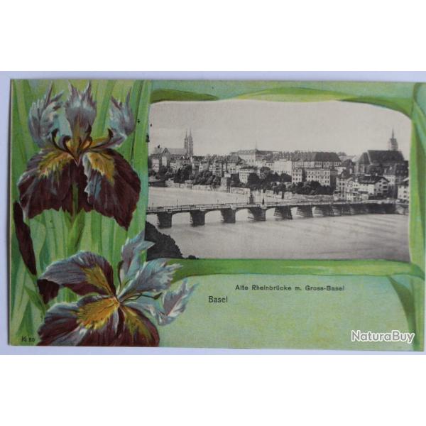 CPA Basel Alte Rheinbrcke m. Gross-Basel Suisse