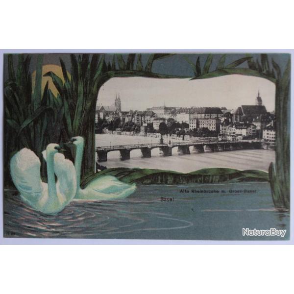 CPA Basel Alte Rheinbrcke m. Gross-Basel Suisse