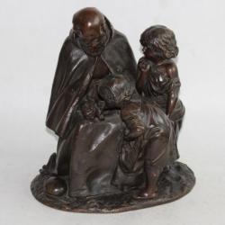 François-Michel PASCAL Bronze La mort du Christ Moine enfants