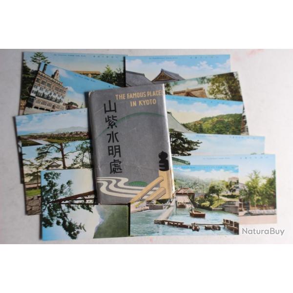 Pochette 11 cartes postales anciennes The famous places in Kyoto Japon