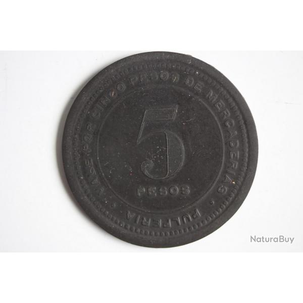 Monnaie 5 Pesos Socit Franaise Mines de cuivre Collahuasi Chili