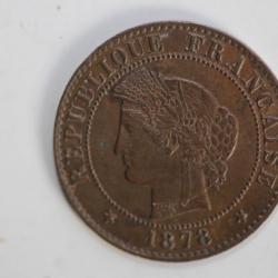 Monnaie 1 Centime Cérès 1878 K Bordeaux Rare