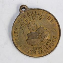 Médaille Fête fédérale Gymnastique Fribourg 1873 Suisse