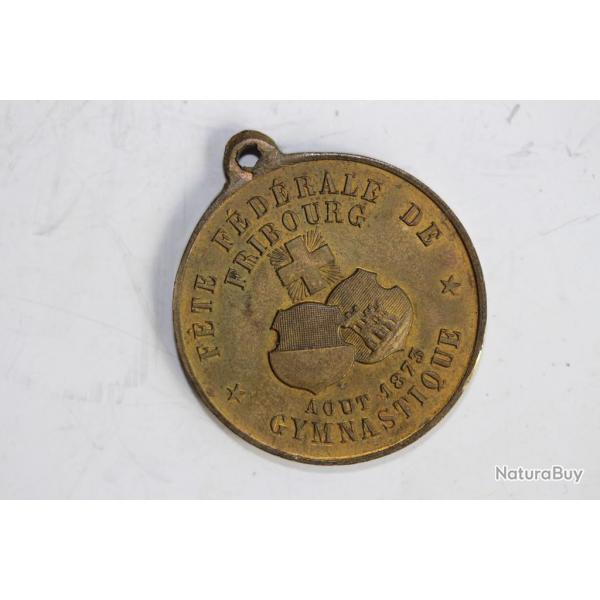 Mdaille Fte fdrale Gymnastique Fribourg 1873 Suisse