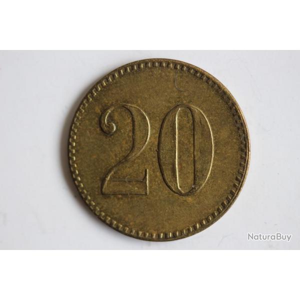 Jeton 20 Rappen Wohlfahrtshaus Kallnach 1920 Suisse
