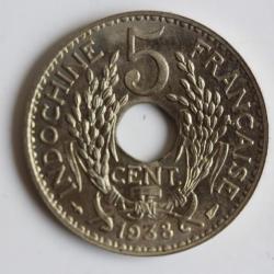 Monnaie 5 Centièmes Indochine 1938