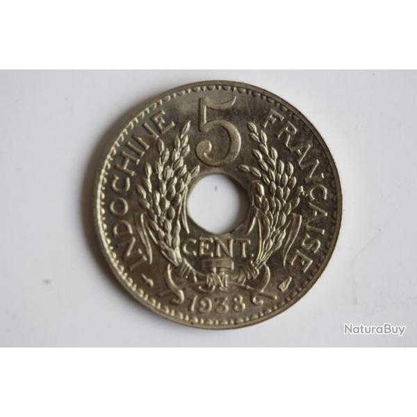 Monnaie 5 Centimes Indochine 1938
