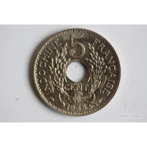 Monnaie 5 Centimes Indochine 1938