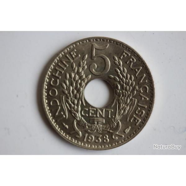 Monnaie 5 Centimes Indochine 1938