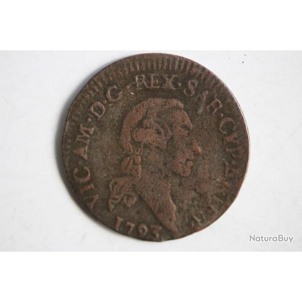 Monnaie 7.6 soldi 1793 Victor-Amede III Duch Savoie Italie Sardaigne