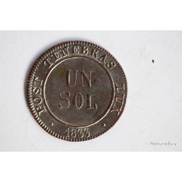 Monnaie 1 Sol Canton de Genve 1833 Suisse