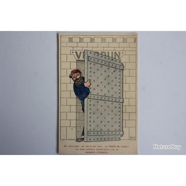 CPA satirique Guerre 14-18 Porte de Paris Regrets ternels Salvis