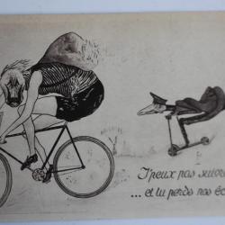 CPA satirique Guerre 14-18 J'peux pas suivre papa..