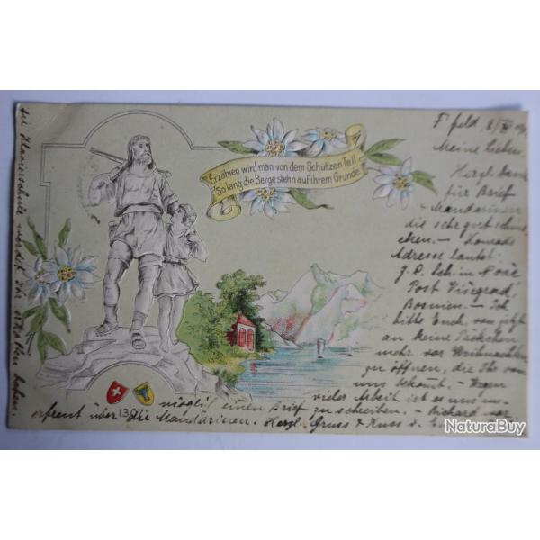 Carte postale ancienne gaufre Erzhlen wird man Schtzen Tell Suisse