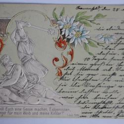 Carte postale ancienne gaufrée Wir wollen sein ein einzig Volk Suisse