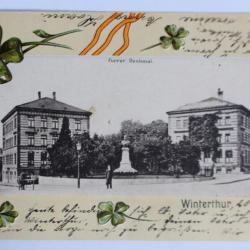Carte postale ancienne gaufrée Winterthur Furrer Denkmal Suisse