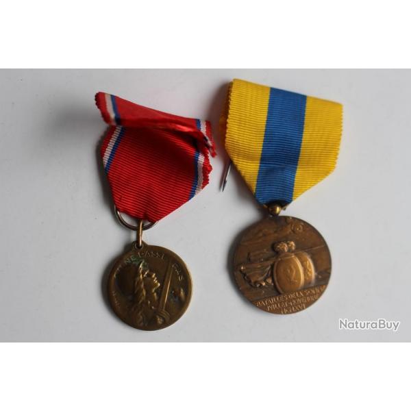 Deux médailles Guerre 1914/18 Combattants Somme Verdun militaria