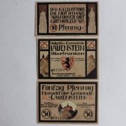 Billets de nécessité Pfennig Lauenstein 1921 Allemagne