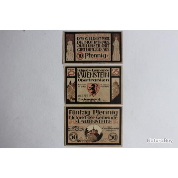 Billets de ncessit Pfennig Lauenstein 1921 Allemagne