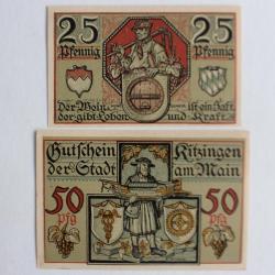 Billets de nécessité Pfennig Kitzingen am Main 1921 Allemagne