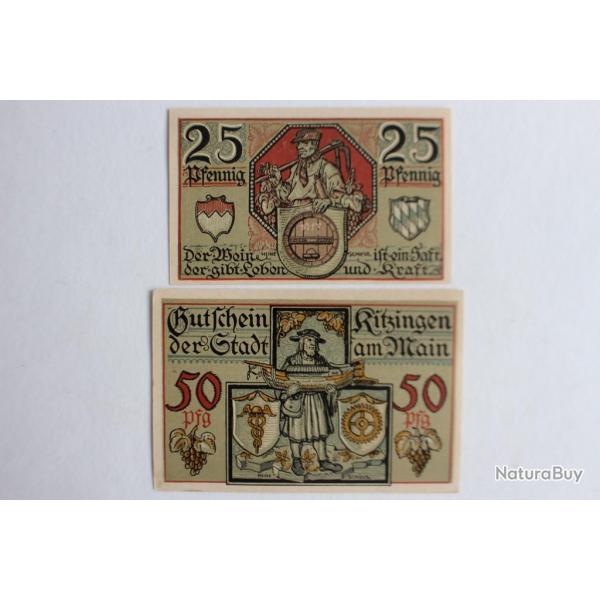 Billets de ncessit Pfennig Kitzingen am Main 1921 Allemagne
