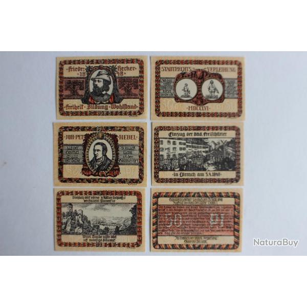 Billets de ncessit 50 Pfennig Lrrach 1922 Allemagne