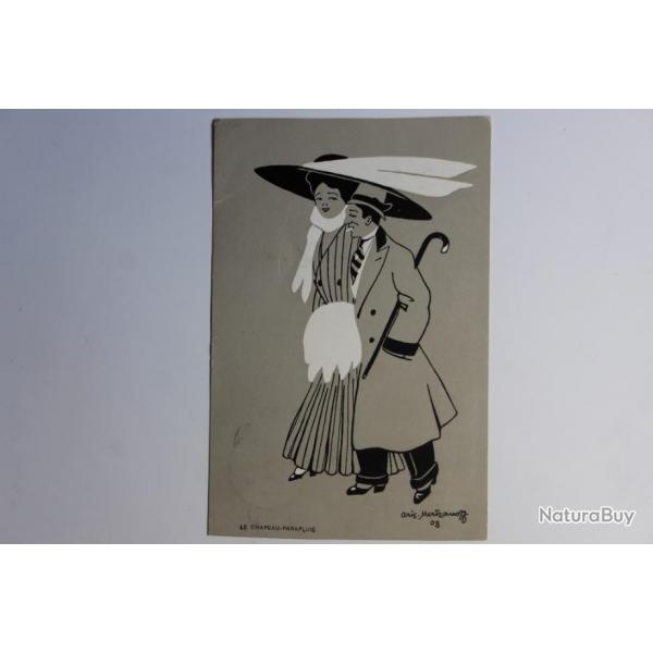 Carte postale ancienne illustre Aris Mertzanoff Le Chapeau-Parapluie