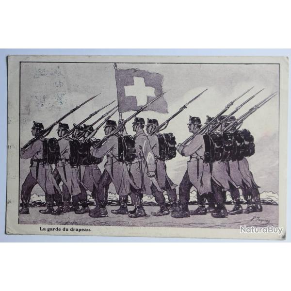 Carte postale ancienne La garde du Drapeau Illustrateur F. Jaquiez Arme