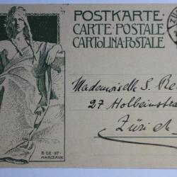 Entier postal CPA Suisse Inauguration 1909 R. de ST. MARCEAUX Linck