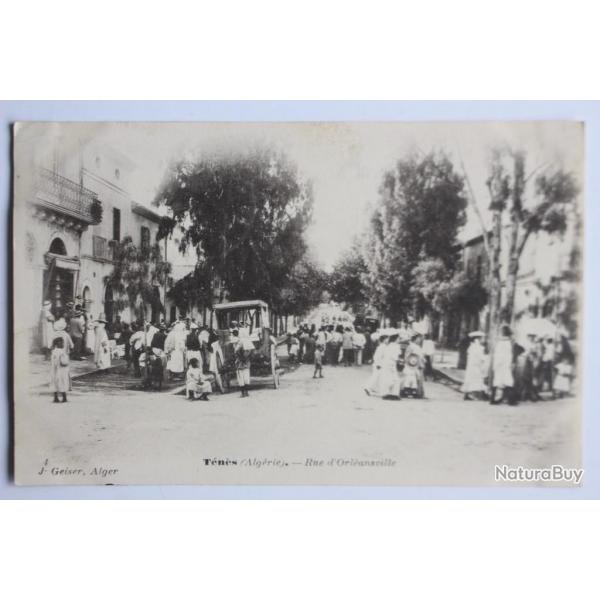 Carte postale ancienne Tns Rue d'Orlansville Algrie