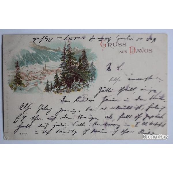 Carte postale ancienne Gruss aus Davos Suisse