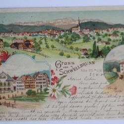 Carte postale ancienne Gruss von Schwellbrunn Appenzell Suisse