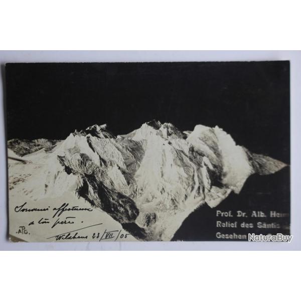 Carte photo montagne Prof Dr. Alb. Heim Relief des Sntis Suisse