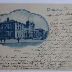 Carte postale ancienne Winterthur Bahnhof Suisse gare