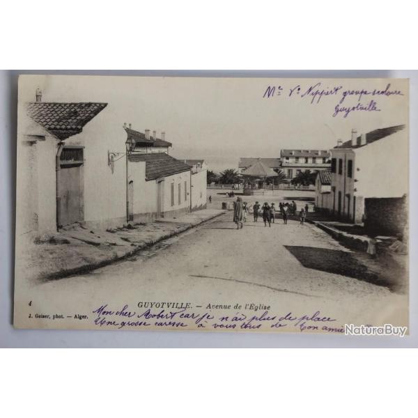 Carte postale ancienne Guyotville Avenue de l'glise Algrie