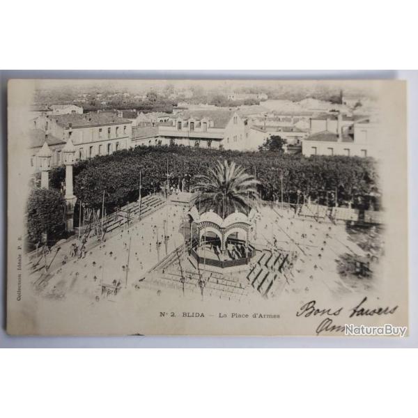 Carte postale ancienne Blida La place d'Armes Algrie