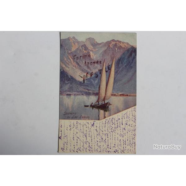 Carte postale publicit Nestl Souvenir du Lac Lman Genve