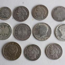 Lot de 11 monnaies argent