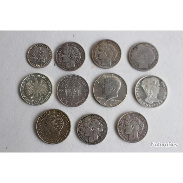 Lot de 11 monnaies argent